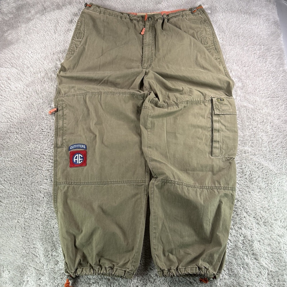 American Eagle Vintage Mens 36x30 AE Cargo Pants Green Military Paratrooper